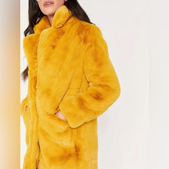 Fleece Sexy Pea-coat-Plus Size -1x-4x)-Mustard - Picture 4 of 9
